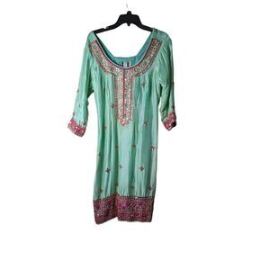Pakistani Hand made Dress mint green‎
